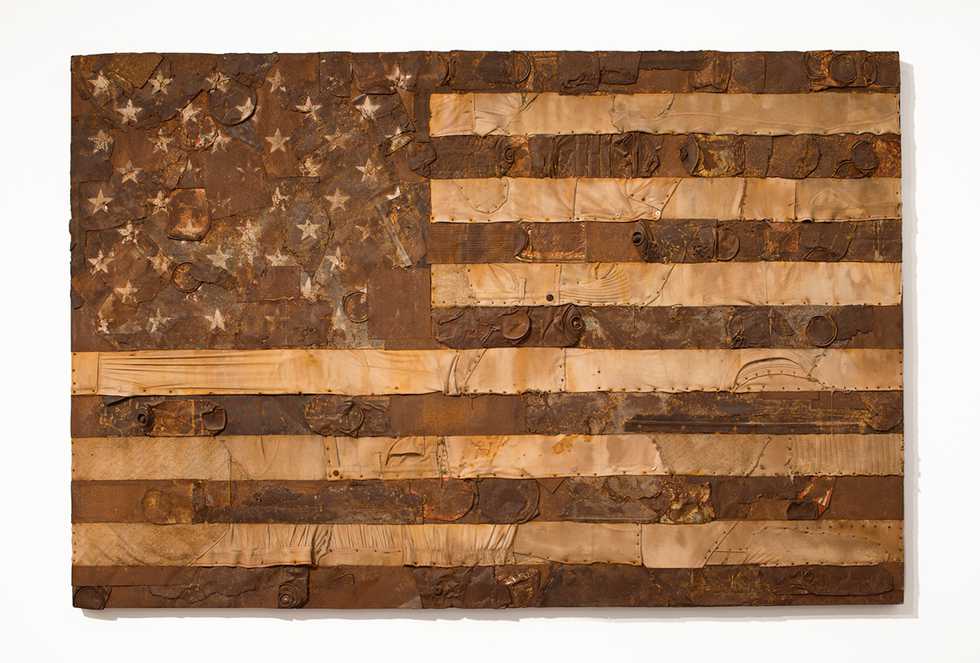 7302-William-Monaghan,--Stripes-and-Stars,-1973,-Steel-aluminum-clothing-paint-on-wood-panel,-48-in-x-72-in.jpg