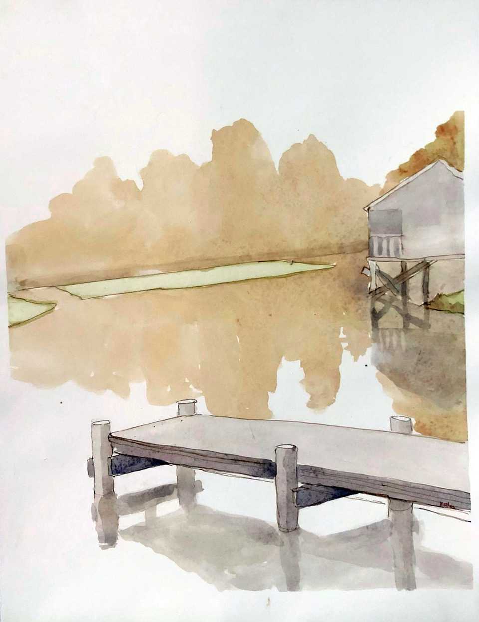 Kathryn-Keller-Lake-Fausse-Point-3.10.2020-2020-Watercolor-on-Paper-16-by-12-inches.jpg