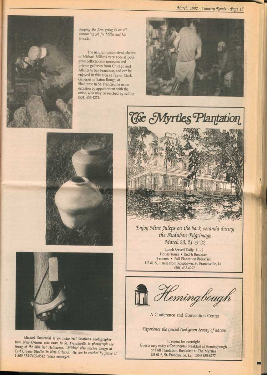 "Michael Miller, Potter," page 2,  published in the spring 1992 issue of Country Roads.