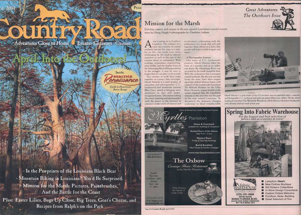 Country Roads 2004 cover and story on C.C. Lockwood and Rhea Gary's Marsh Mission Project