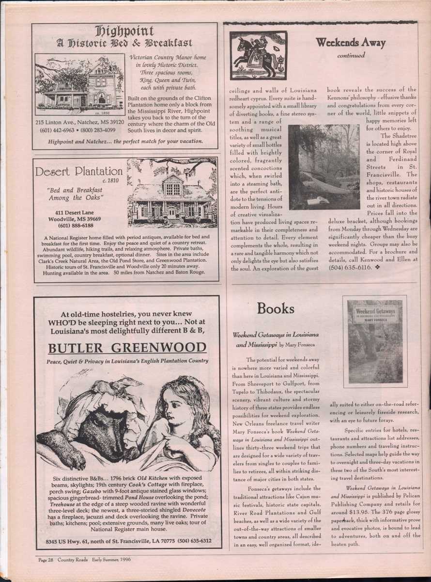"Shades of Serenity," published in the Early Summer 1996 issue of Country Roads, page 3