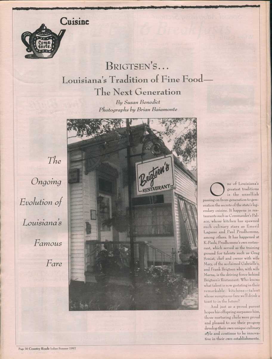 "Brigtsen's," published in the Summer 1997 issue of Country Roads, page 1