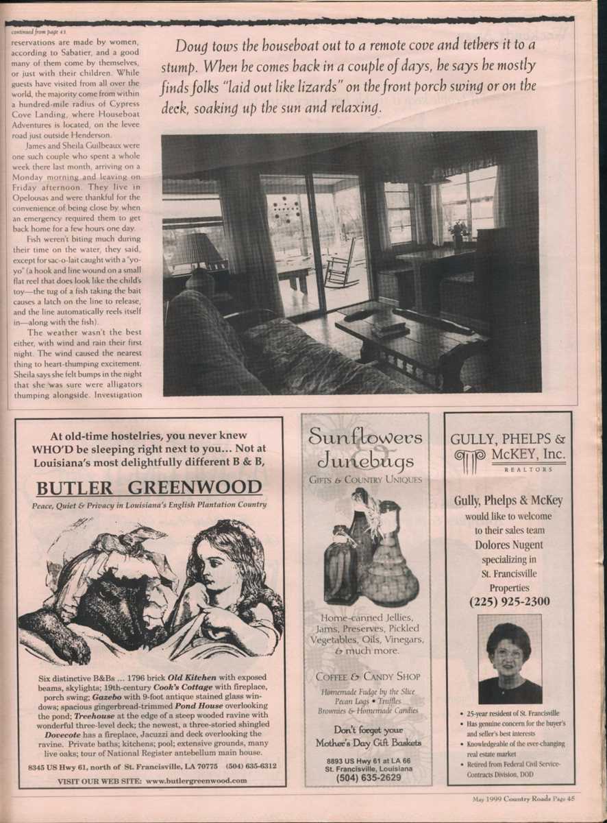 "Houseboats," published in the May 1999 issue of Country Roads, page 3