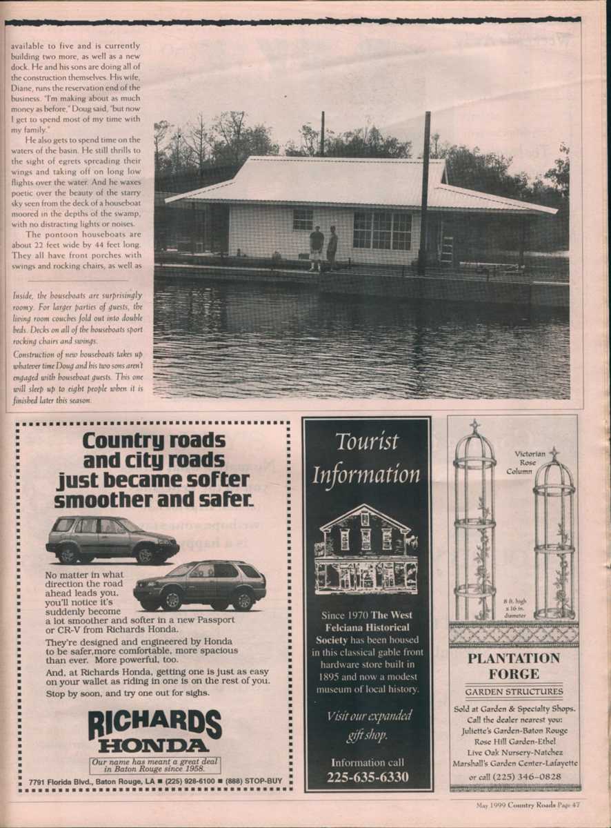 "Houseboats," published in the May 1999 issue of Country Roads, page 5