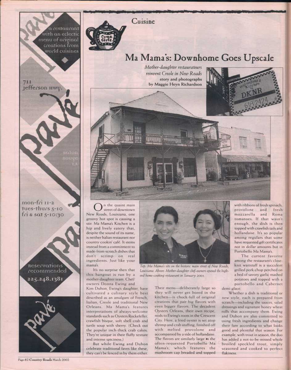 "Ma Mama's," published in Country Roads's March 2002 issue, page 1