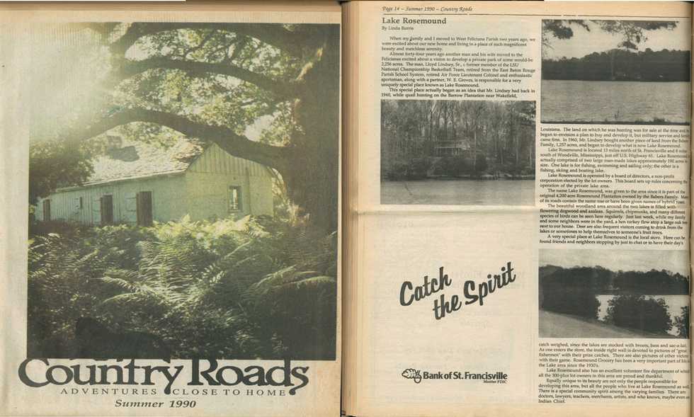 Country Roads Summer 1990 cover and Lake Rosemound story first page